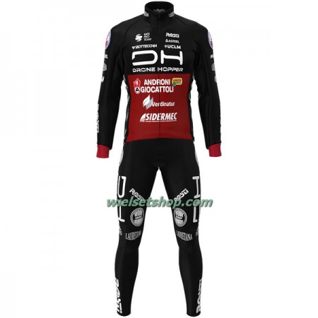 Fietskleding (Fietsshirt Lange Mouw + Lange Koersbroek) Drone Hopper 2022 Androni Giocattoli - Rood Zwart